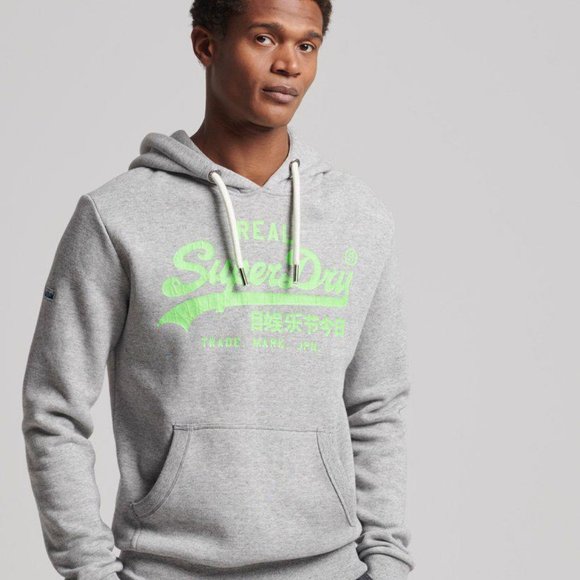 Superdry Other - Superdry Mens Vintage Logo AC Hood Pullover Overhead Hoody Long Sleeve Grey Sz M